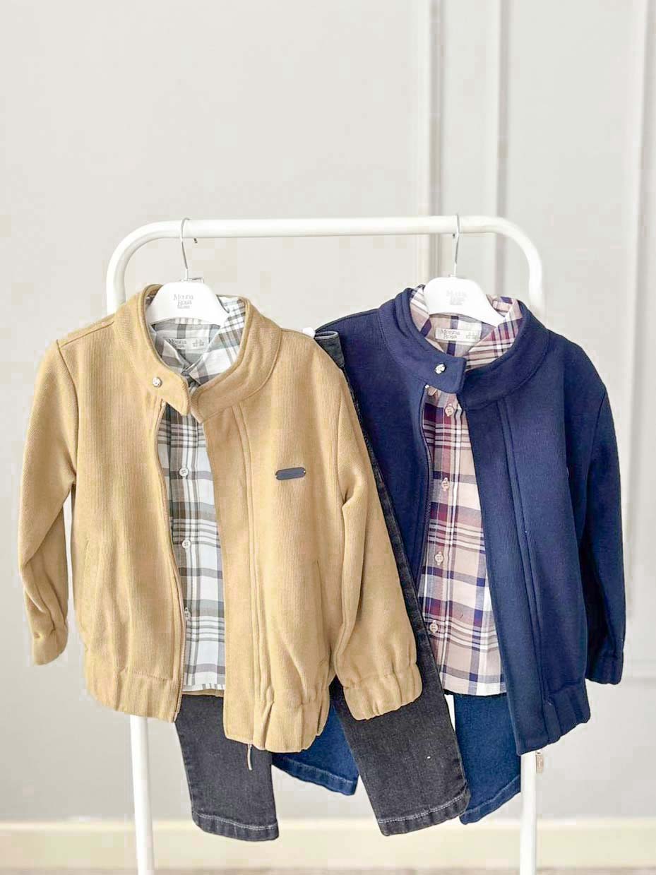 Haki Hırkalı Kare Gömlekli Takım